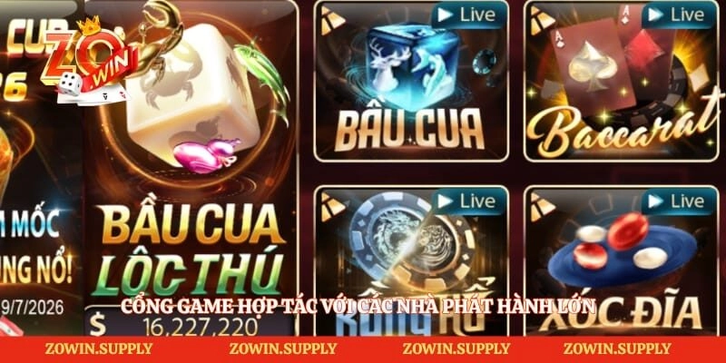 Cổng game hợp tác với các nhà phát hành lớn