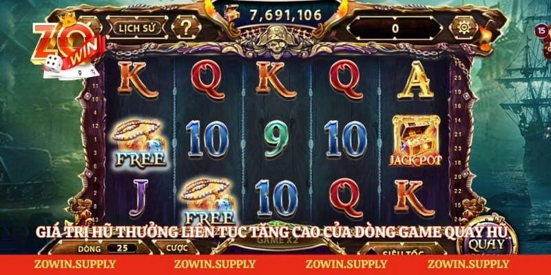 Giá trị hũ thưởng liên tục tăng cao của dòng game quay hũ 